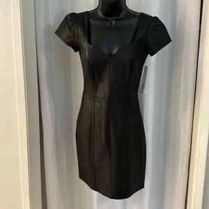 aqua faux leather dress Octavia High Neck Faux Leather Mini Dress • Shop American Threads Black / M